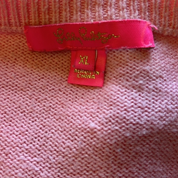 Lilly Pulitzer Ginny Pink Sequin Sweater blouson sleeves Crewneck Sz XL - Picture 8 of 11